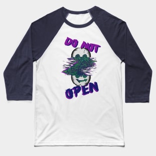 Crazy Glitch Skull - V.two Do Not Open Baseball T-Shirt